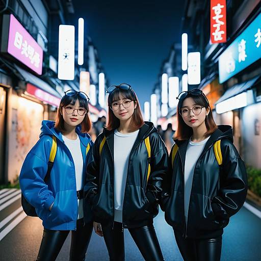 Tokyo Sunset: Four Women in Hoodies