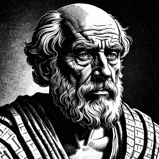 Stoic Philosopher Portrait Crosshatching Illustration