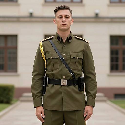 Man in Military Uniform Pose