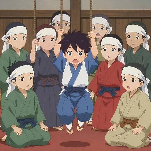 Dynamic Anime Scene of Children in Action