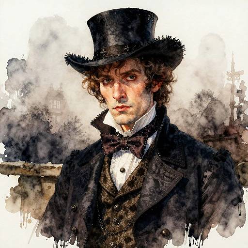 Victorian Gothic Novelist Watercolor