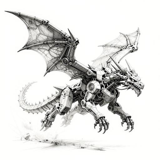 Mechanical Dragon Sketch Generator AI