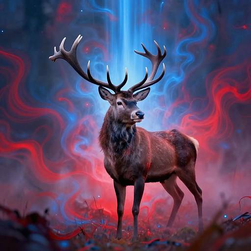 Majestic Stag in Abstract Energy