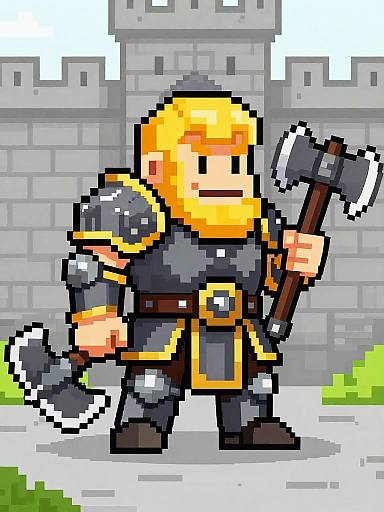 Pixel Art Dwarf Warrior Sprite