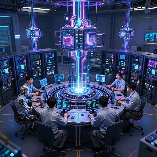 Cybernetic AI Server Room Convergence