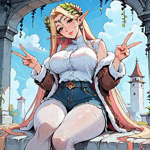 Happy Elf Girl in Casual Attire