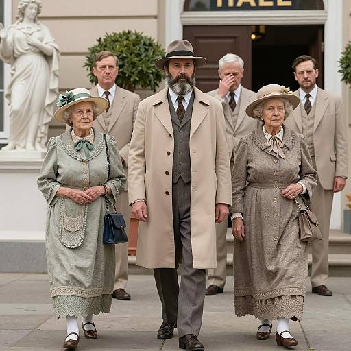 Vintage Group Photo in Classic Attire