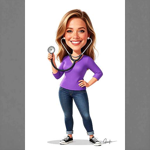 Smiling Female Doctor Caricature