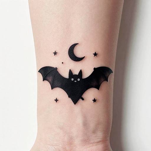 Minimalist Cute Bat Tattoo Design