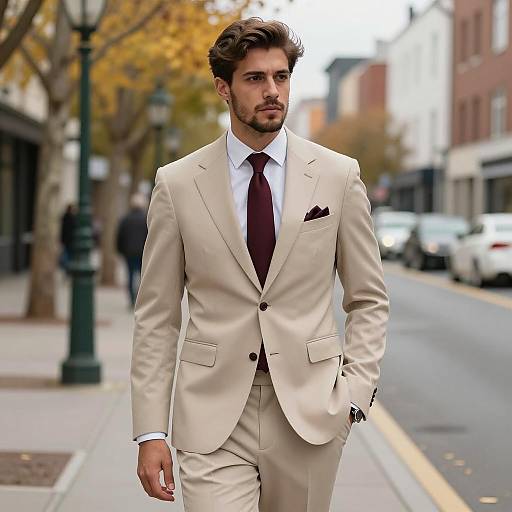 Stylish Man in Autumn City Scene