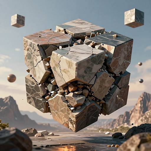 Surreal Photorealistic Floating Cube Scene