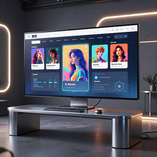 Futuristic AI Art Generator Workspace