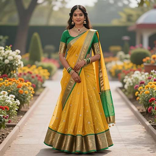 Elegant Indian Woman in Vibrant Garden