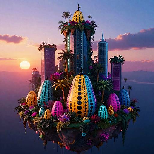 Neon Kusama Cosmic Jungle Sunset Island