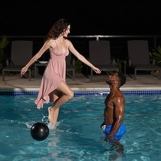 Romantic Night Pool Photograph