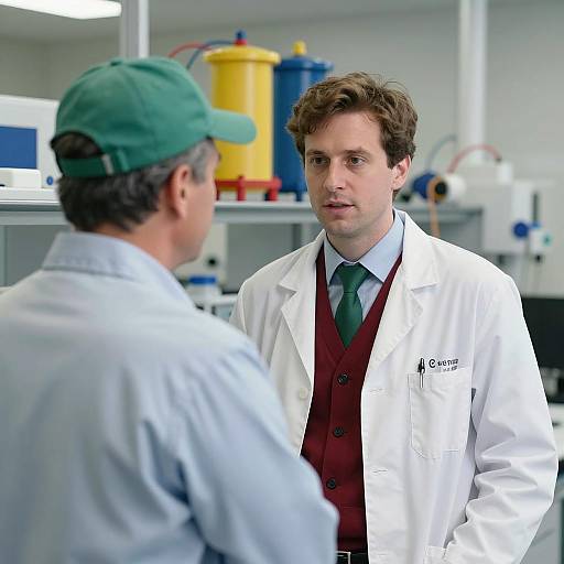 Two Scientists Engaged in Discussion