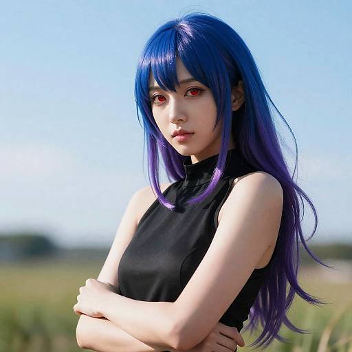 Fantasy Portrait of Woman with Multicolored Hair