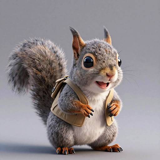 Joyful Cartoon Squirrel Explorer