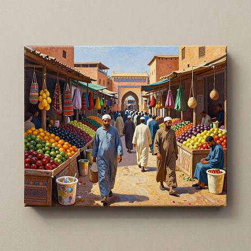 Vibrant Marrakech Market Oil Painting