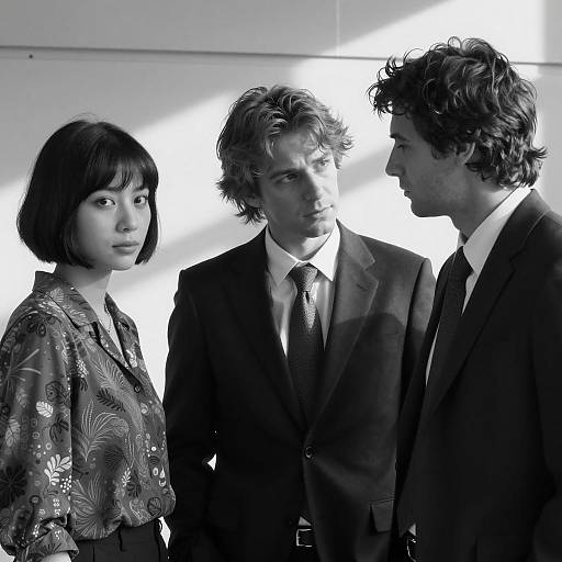 Black and White Portrait of Three Professionals