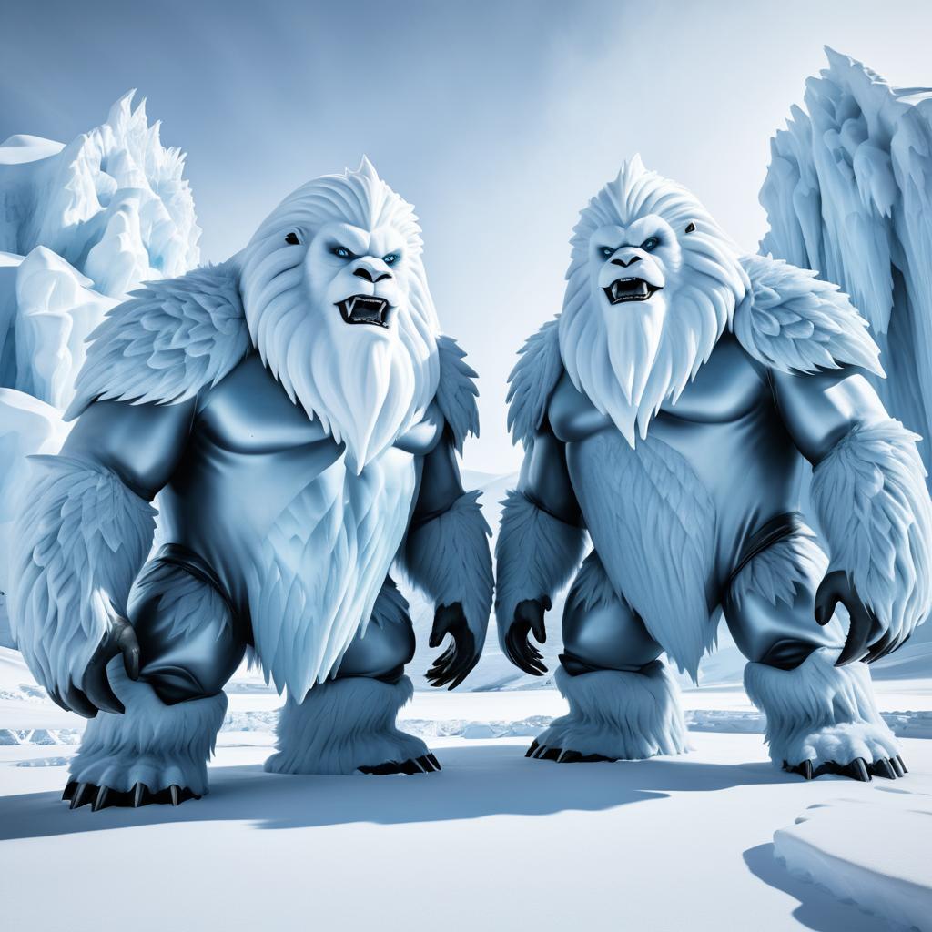 Sinister Yetis in Icy Tundra Portrait