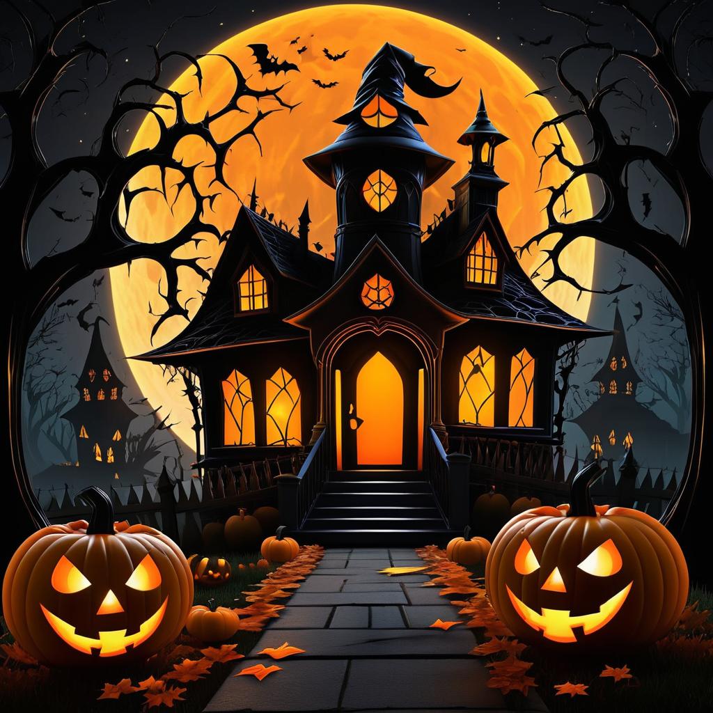 Haunting Halloween Scene with Jack-o'-Lantern