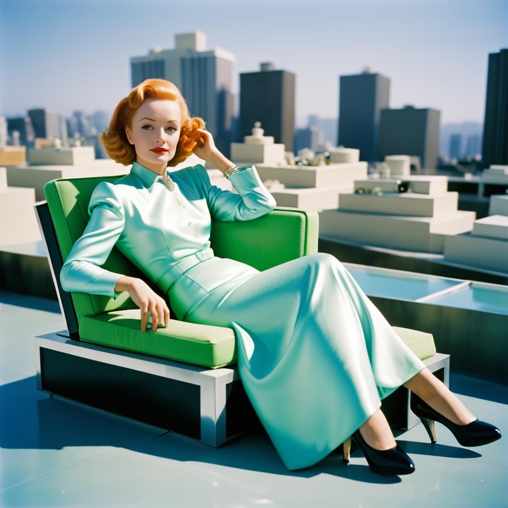 Futuristic Rooftop Portrait of Bette Davis