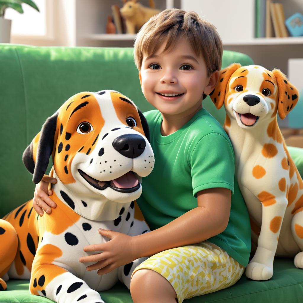 Joyful Boy and His Spotted Dog