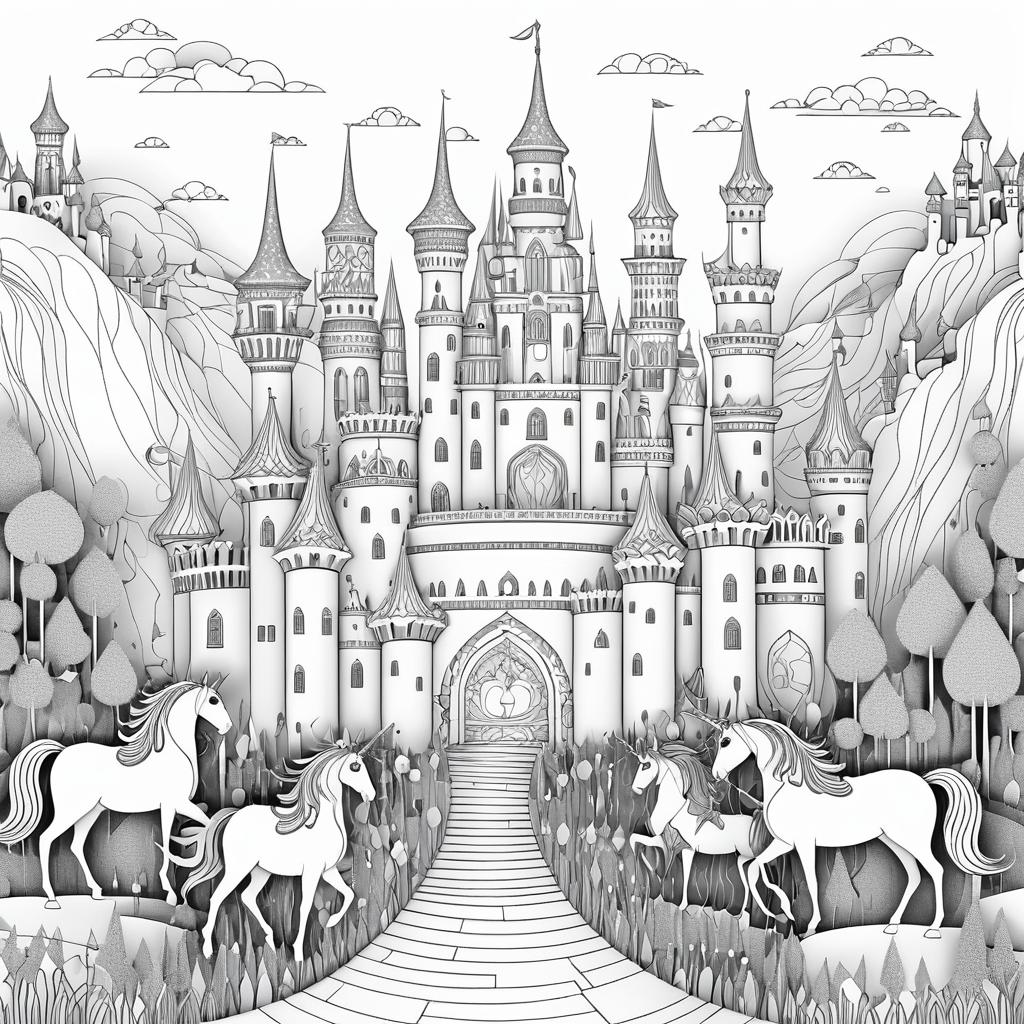 Whimsical Fairy Tale Castles and Unicorns