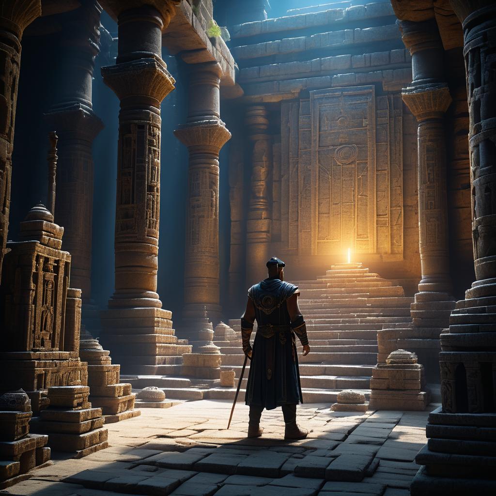 Sorcerer Amidst Ancient Temple Ruins