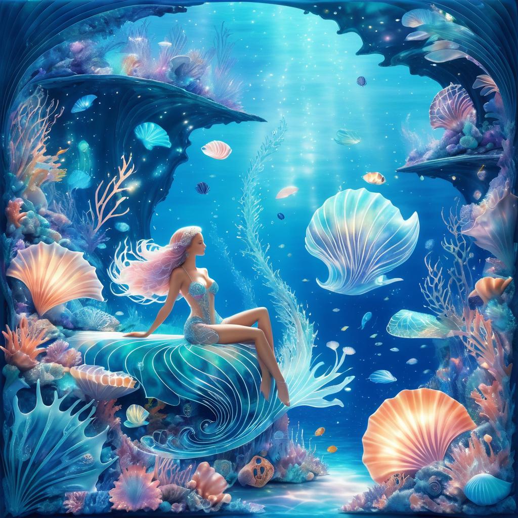 Surreal Mermaid in Bioluminescent Paradise