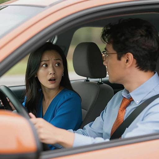 Intense Car Scene with Three Characters