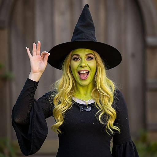 Woman in Shrek Witch Costume