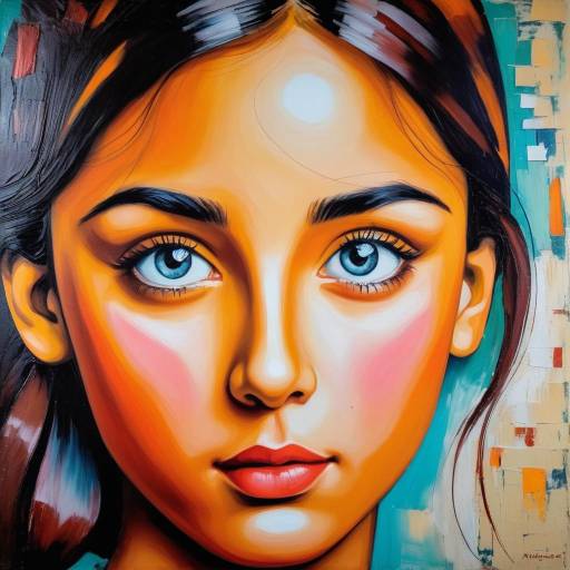 Young Girl Portrait in Modigliani Style