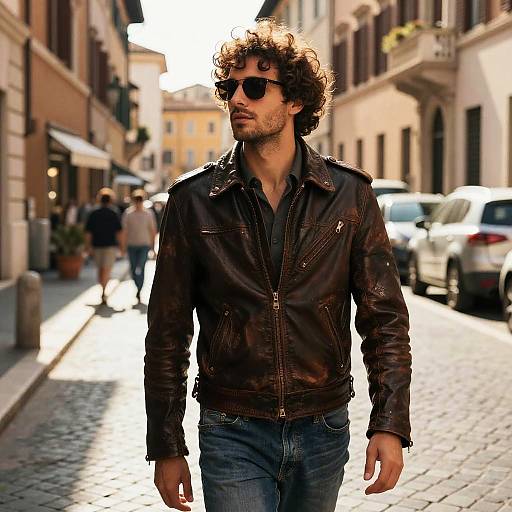 Italian Man on Sunlit Rome Street