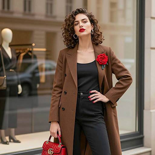 Stylish Woman in Cityscape Reflection