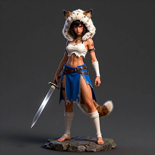 Fierce Female Warrior in Digital Art