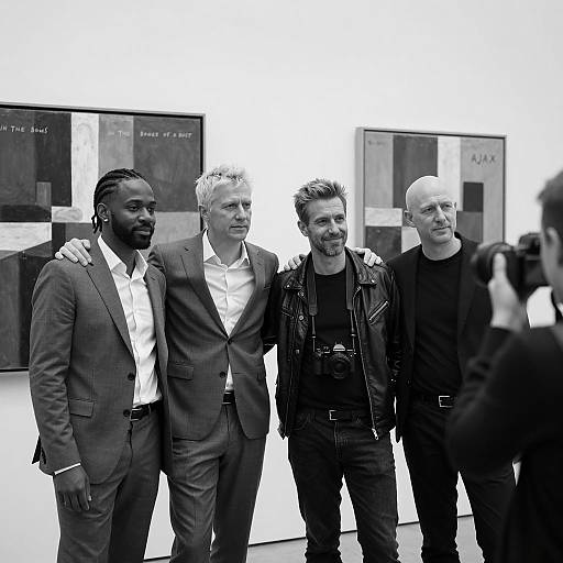 Men in Gallery with Abstract Art