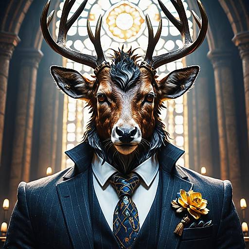 Anthropomorphic Aroe Deer in Stylish Suit