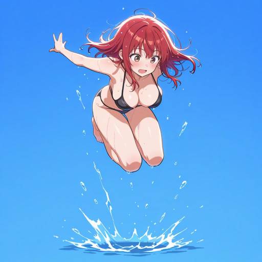 Busty Red-Haired Gambler in Mid-Air Busty Red-Haired Gambler in Mid-Air