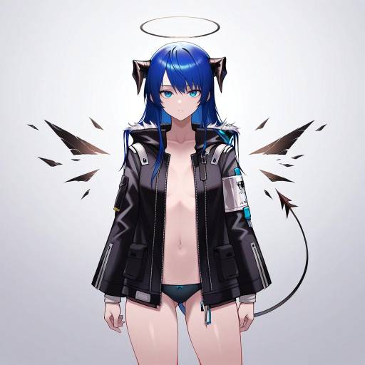 Blue-Haired Demon with Detached Wings