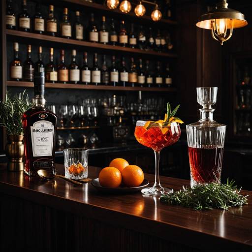 Elegant Boulevardier Ingredients on Bar
