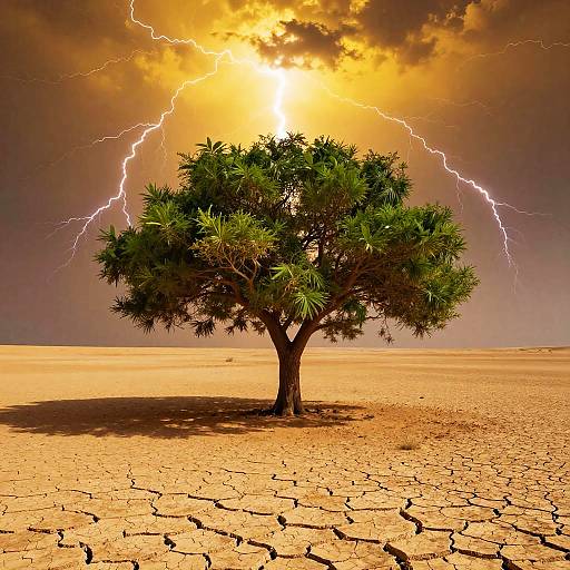 Resilient Tree Amid Apocalyptic Desert