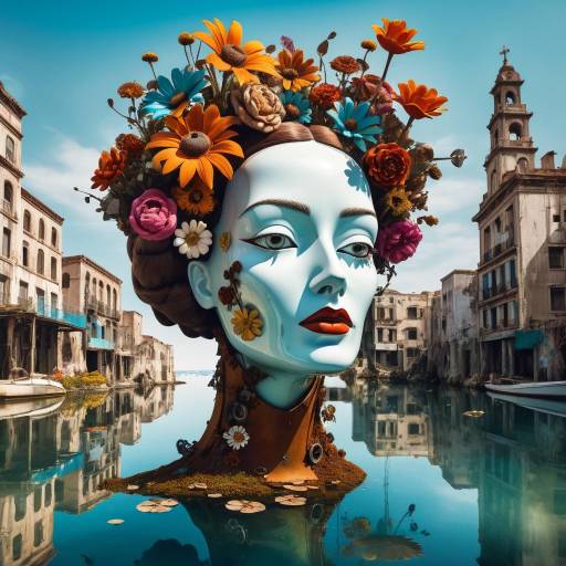 Surreal Abandoned Cityscape with Vintage Mannequin Surreal Abandoned Cityscape with Vintage Mannequin