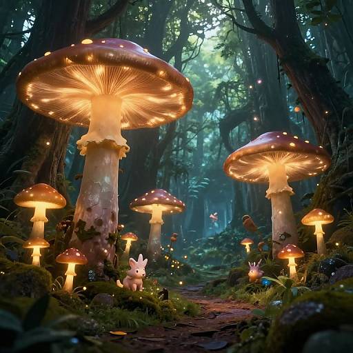 Enchanted Ancient Forest with Glowing Mushrooms