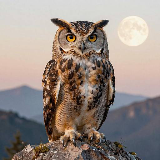Majestic Owl on Moonlit Peak