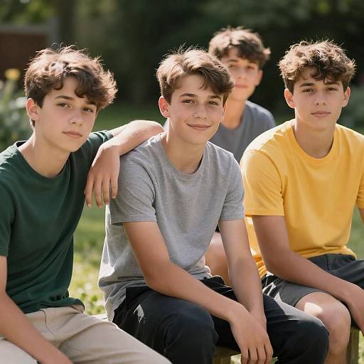 Teenage Boys Relaxing in a Garden
