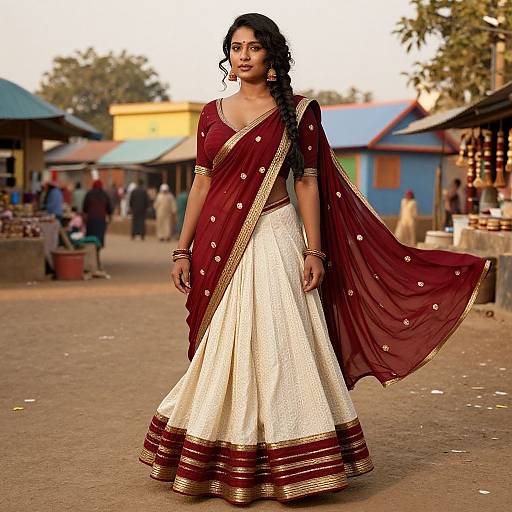 Confident Woman in Traditional Saree Ghagra