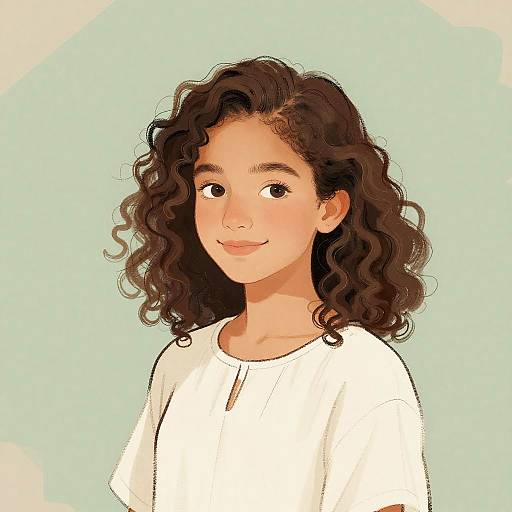 Pastel Portrait of Shy Middle Eastern Girl