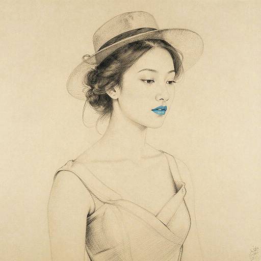 Surrealist Woman in Icy Blue Portrait